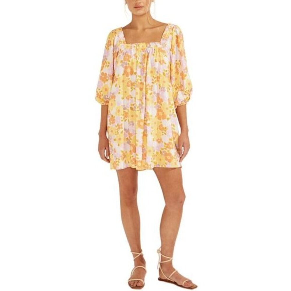 Auguste Roxanne Cassia Mini Dress Retro Floral Puff Sleeve Boho Womens Small